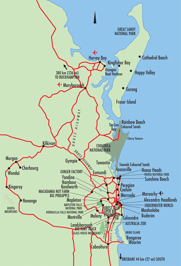 Fraser Coast and Sunshine Coast Map