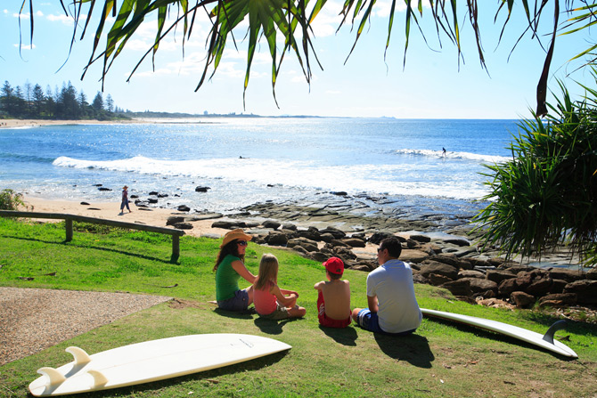 Surfing at Moffat Beach